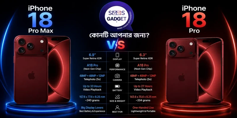iPhone 18 Pro নাকি iPhone 18 Pro Max — কোনটা কেনা আপনার জন্য সেরা হবে?
