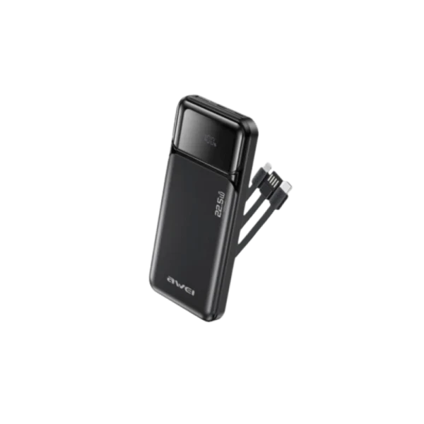 Awei PA‑93 20000mAh 22.5W Fast Charging Power Bank with Built‑in Dual Cables