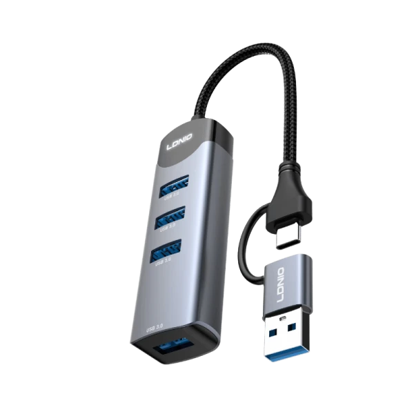 Ldnio DS-134UC USB-A/Type-C to USB 3.0×4 docking station hub