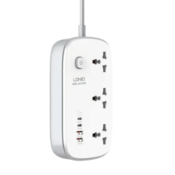 Ldnio SC3416 power strip with 3 sockets and 65W 4-port charger