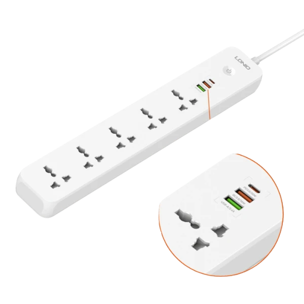 Ldnio SC5319 multi socket extension lead with 5 AC outlets and 3 USB ports