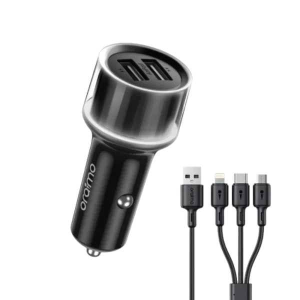 Oraimo Highway 15 15.5W Dual USB Car Charger with 3-in-1 Fast Charging Cable (OCC-1152D)