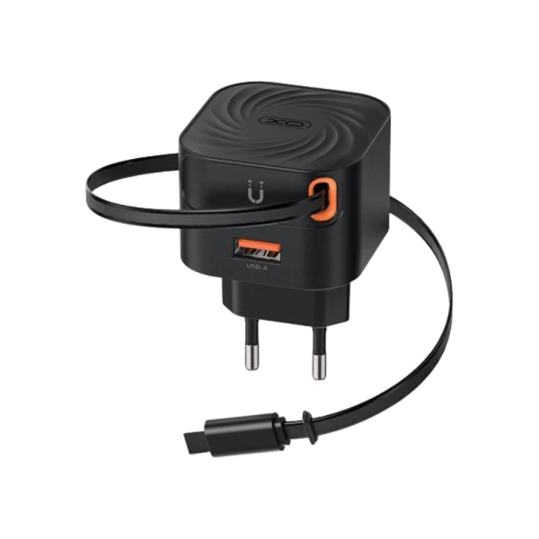 XO L165 EU 20W PD Fast Charger with Retractable USB-C Cable
